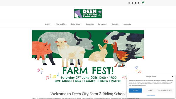 Screenshot of the Deen City Farm Limited website