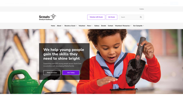 Screenshot of the Grimsby And Cleethorpes District Scout Council website