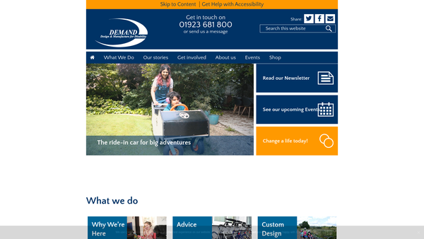 Screenshot of the Demand Design And Manufacture For Disability website