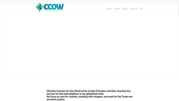 Screenshot of the Christian Concern For One World website