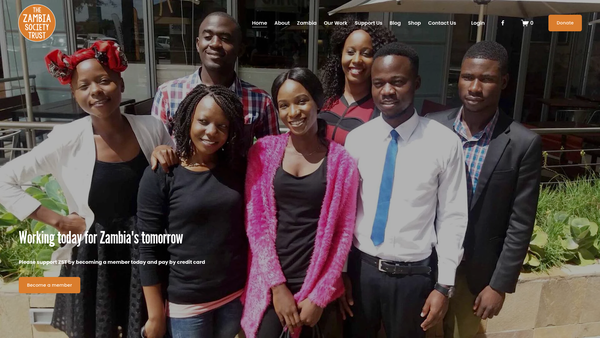 Screenshot of the The Zambia Society Trust website