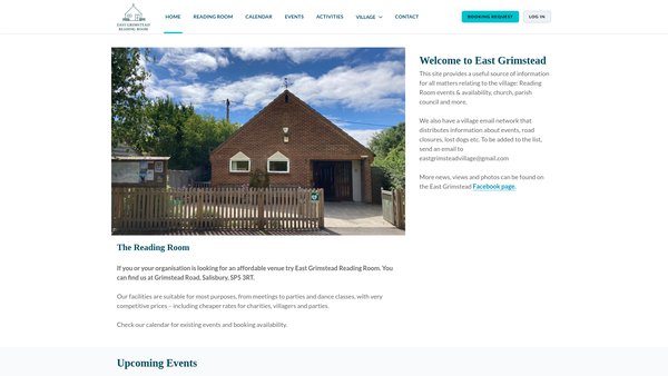 Screenshot of the East Grimstead Reading Room website