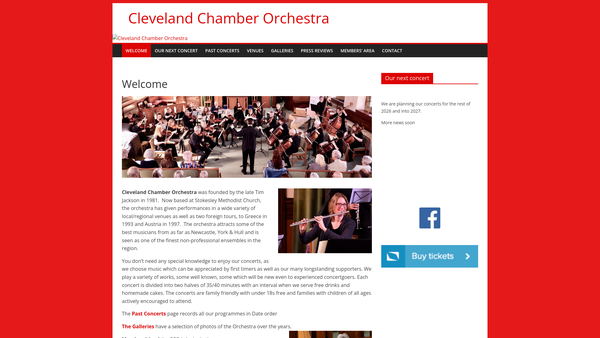 Screenshot of the Cleveland Chamber Orchestra website