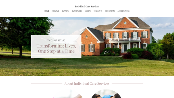 Screenshot of the Individual Care Services website