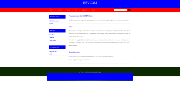 Screenshot of the Radio Emergency Volunteer Communications website