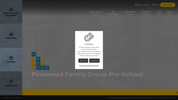 Screenshot of the Pinewood Family Group website
