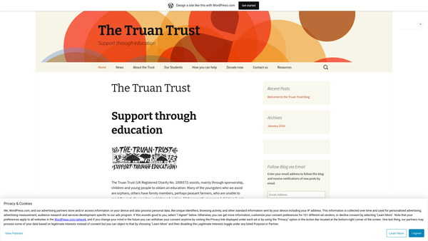 Screenshot of the The Truan Trust website