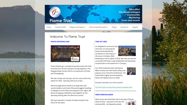 Screenshot of the Flame Trust website
