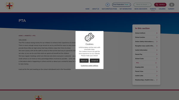 Screenshot of the Lady Seaward's School Association website