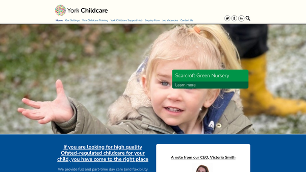 Screenshot of the York Childcare Ltd website