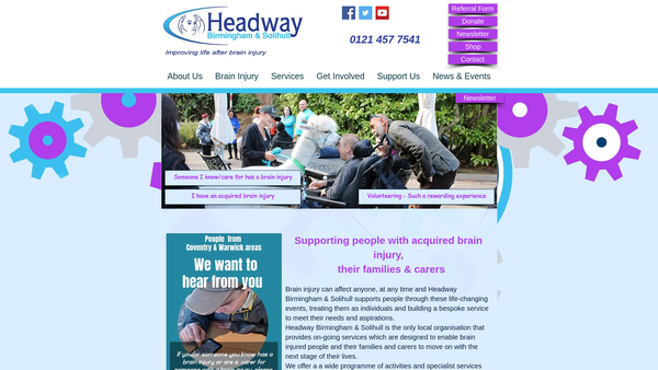 Screenshot of the Headway Birmingham & Solihull website