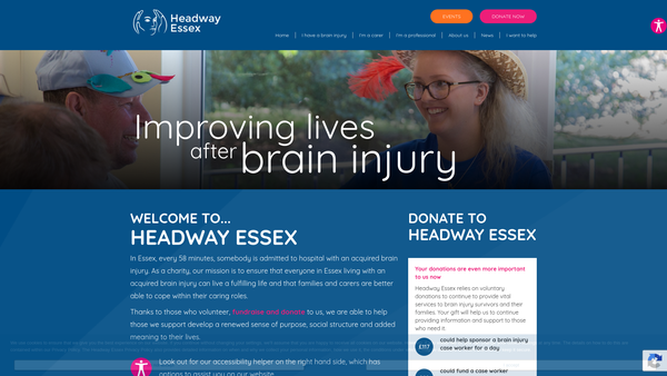 Screenshot of the Headway Essex website