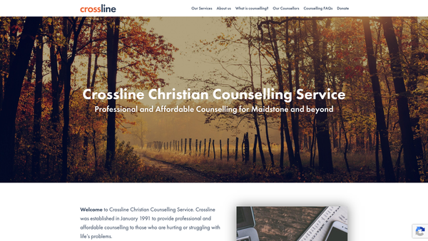 Screenshot of the Crossline Christian Counselling Service (Maidstone) website