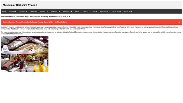 Screenshot of the The Museum Of Berkshire Aviation Trust website