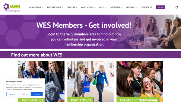 Screenshot of the Women's Engineering Society website