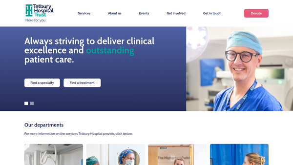 Screenshot of the Tetbury Hospital Trust website