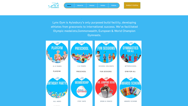 Screenshot of the Lynx Gymnastics Club Limited website