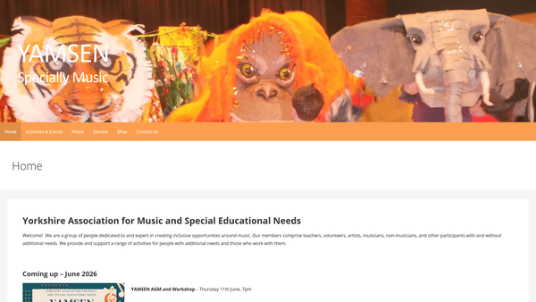 Screenshot of the Yorkshire And Humberside Association For Music In Special Education website