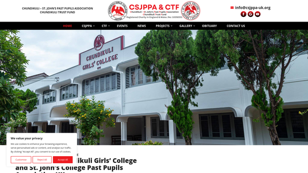 Screenshot of the Chundikuli Trust Fund website
