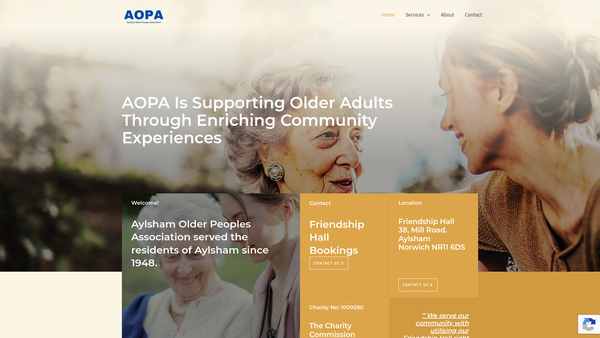 Screenshot of the Aylsham Older Peoples Association website
