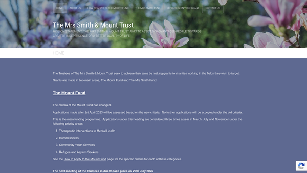 Screenshot of the The Mrs Smith And Mount Trust website