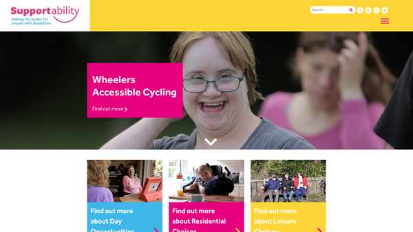 Screenshot of the Stockport, East Cheshire, High Peak, Urmston & District Cerebral Palsy Society website