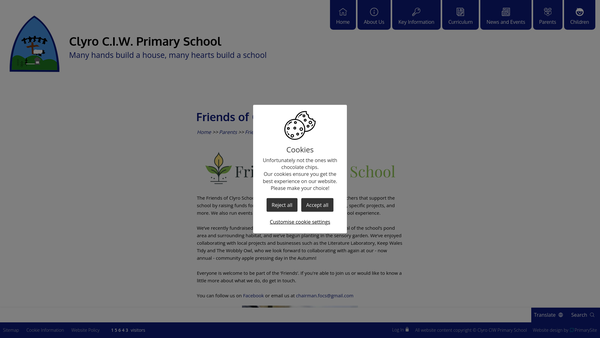 Screenshot of the Association Of Friends Of Clyro School website