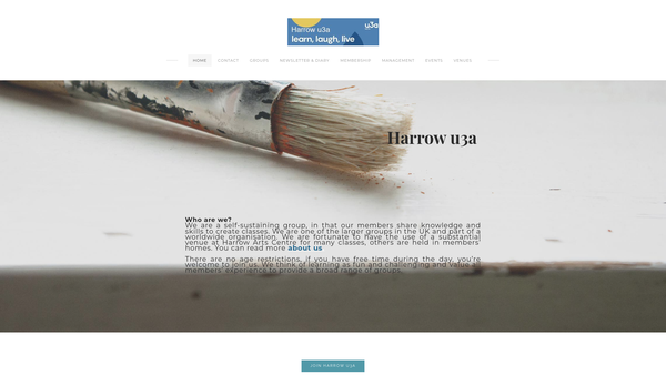 Screenshot of the The Harrow University Of The Third Age website