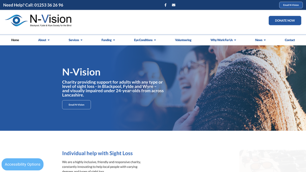 Screenshot of the The Blackpool Fylde And Wyre Society For The Blind website