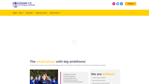 Screenshot of the Shiplake School Parent Teacher And Friends Association website