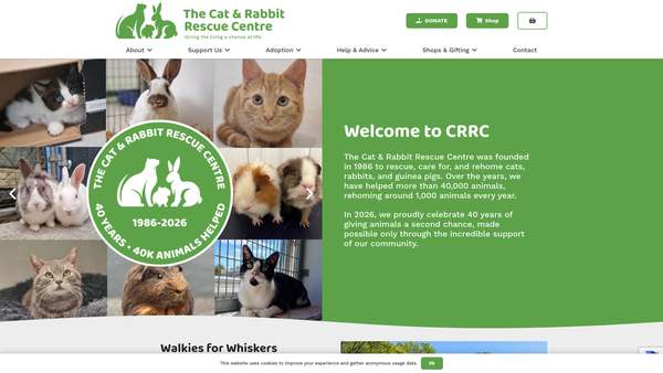 Screenshot of the The Cat And Rabbit Rescue Centre website
