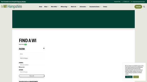 Screenshot of the Shipton Bellinger Women's Institute website