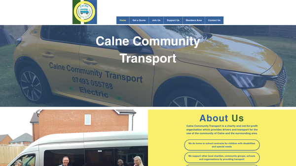 Screenshot of the Calne Community Transport website