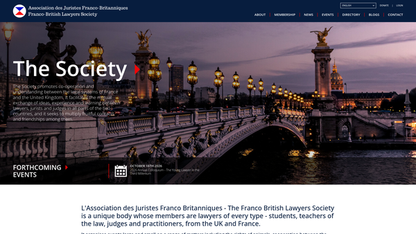 Screenshot of the L'association Des Juristes Franco-Britanniques/the Franco-British Lawyers Society Limited website