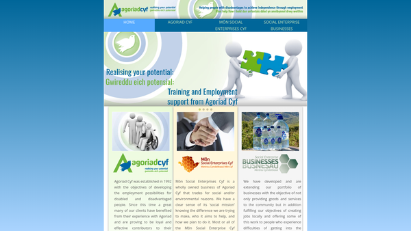 Screenshot of the Agoriad Cyfyngedig website