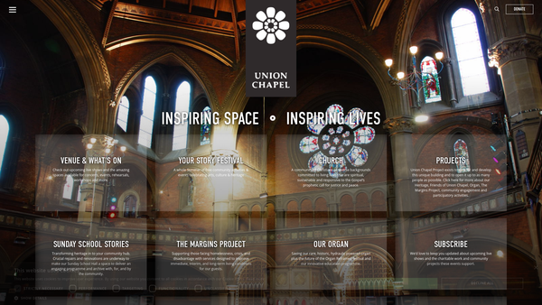 Screenshot of the Union Chapel Project website