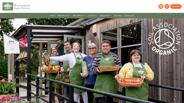 Screenshot of the Brunswick Organic Nurseries Ltd website