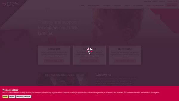 Screenshot of the Cerebral Palsy Cymru website