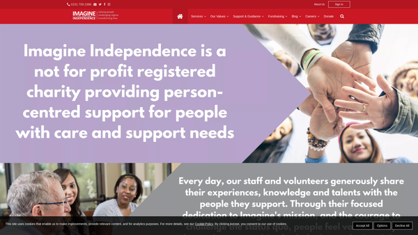 Screenshot of the Imagine Independence website
