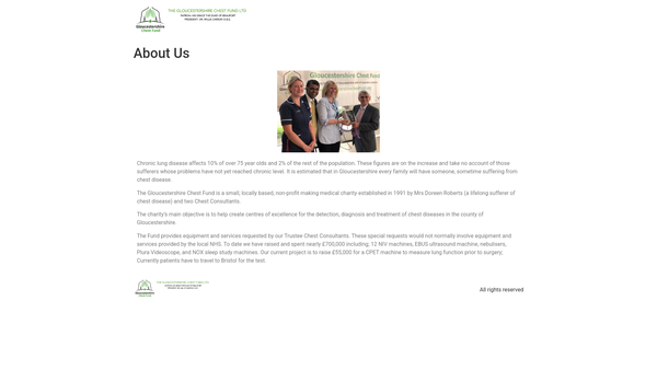 Screenshot of the The Gloucestershire Chest Fund Limited website