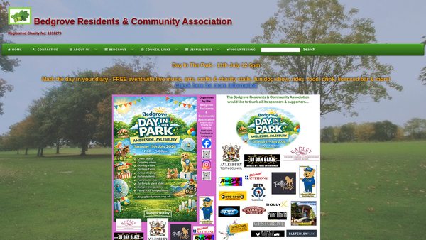 Screenshot of the Bedgrove Residents' And Community Association website