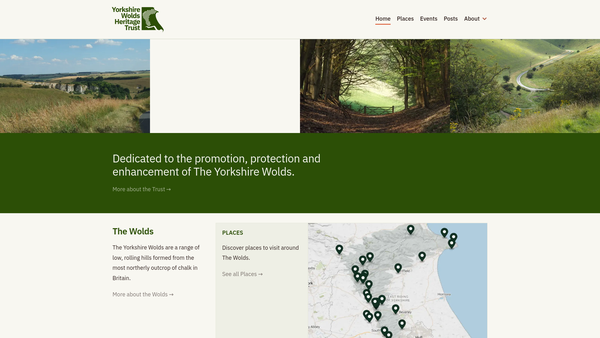 Screenshot of the Yorkshire Wolds Heritage Trust website