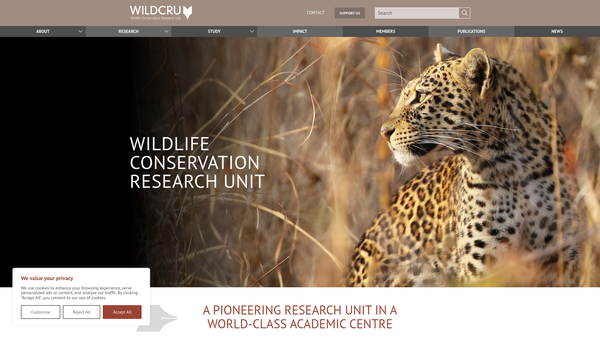 Screenshot of the Wildlife Research And Management Trust Fund website
