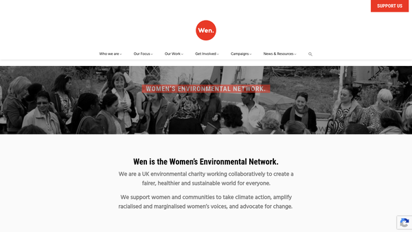 Screenshot of the The Women's Environmental Network Trust website