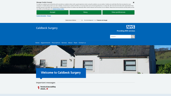Screenshot of the Caldbeck Surgery Charitable Fund website