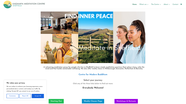 Screenshot of the Kadampa Meditation Centre Sheffield website