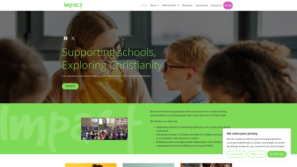 Screenshot of the Bedford Area Schools Christian Support Trust website