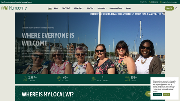 Screenshot of the The Hampshire County Federation Of Women's Institutes website