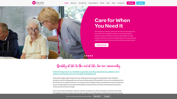 Screenshot of the St David's Foundation Hospice Care website
