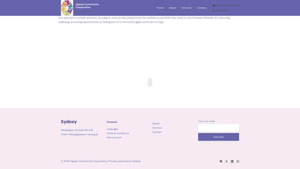 Screenshot of the Jigsaw Community Co-operative website